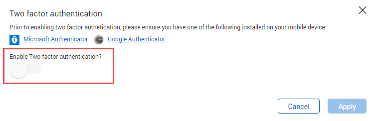 InEight Document - Enable Two Factor Authentication