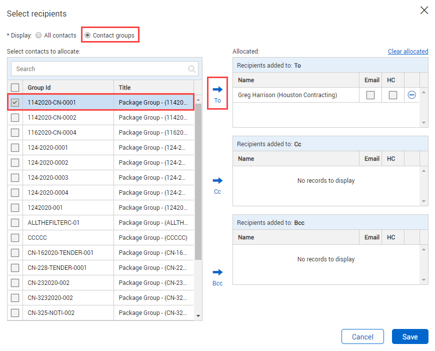 InEight Document - Using Contact Groups