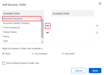 Add top level field with arrow icon in dynamic folder panel